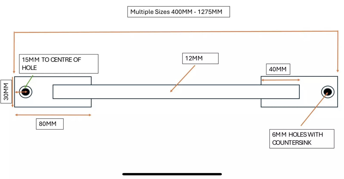 Window Security Bar Heavy Duty Mild Steel Raw MULTIPLE SIZES UK HANDMADE FREE PP
