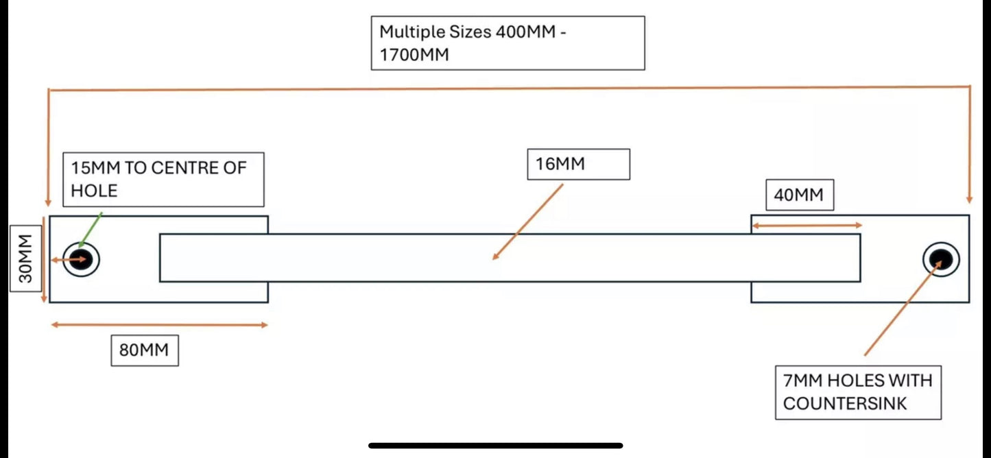 HEAVY DUTY Window Security 16MM Bar Mild Steel MULTIPLE SIZE UK HANDMADE FREE PP